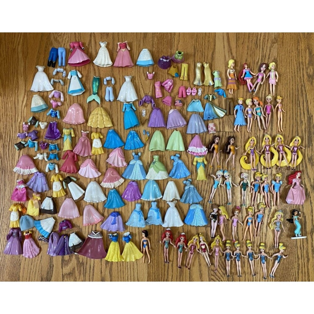 Disney Princess Polly Pocket Huge Lot 154 Dresses Accessories 37 Figures